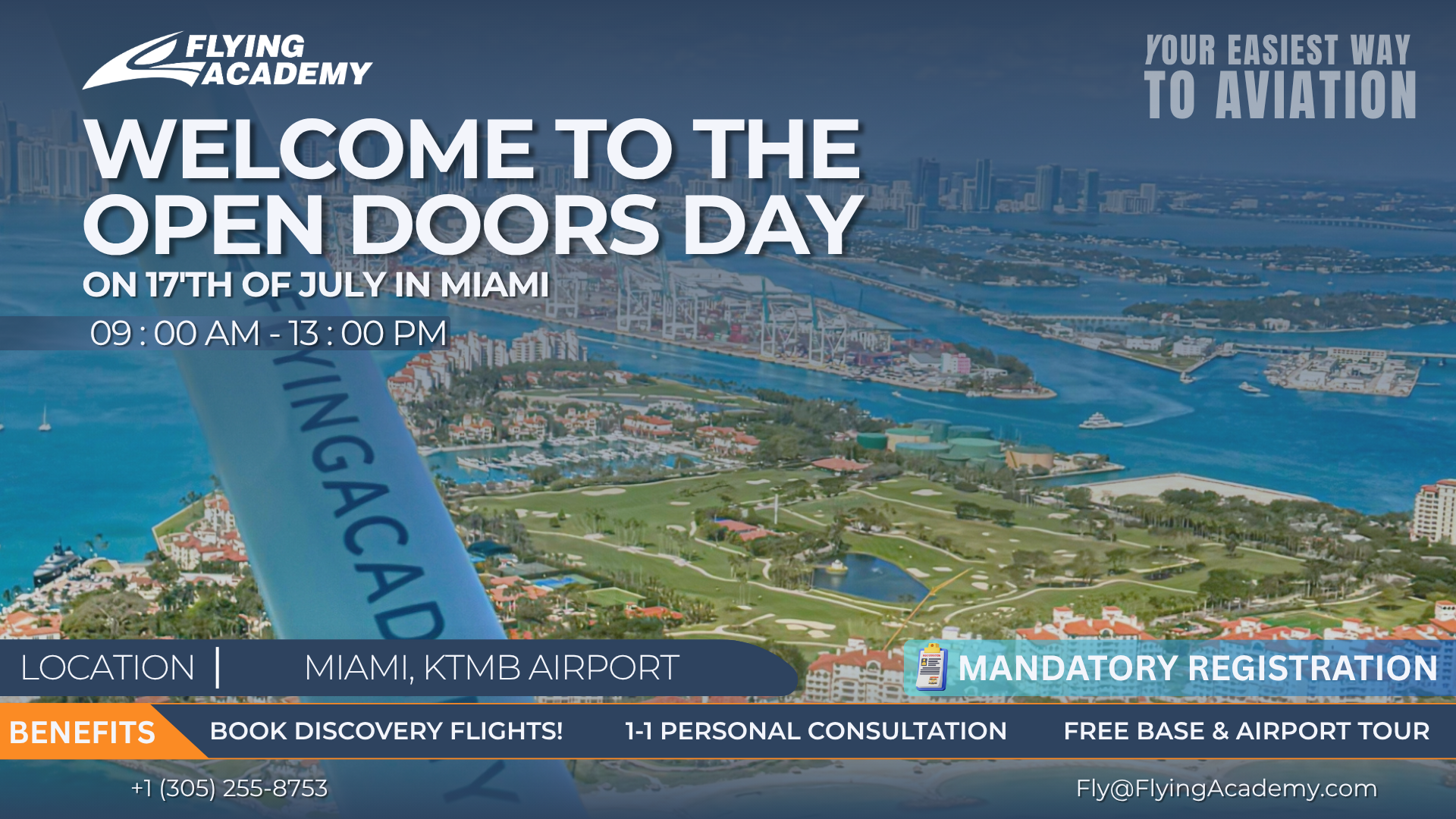 Flying Academy Miami Open Doors Day mandatory registration